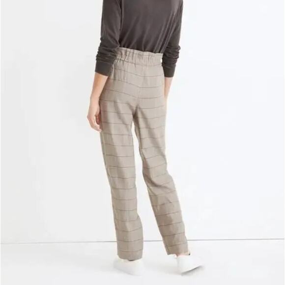 MADEWELL Paperbag Tapered Pants in Glen Plaid Tan Brown Sz 8 {J27} - Picture 2 of 7